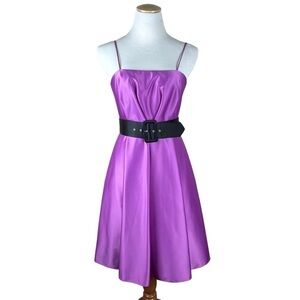 Vintage Y2K Fuchsia Pink Purple Satin Lined Homecoming Special Occasion Dress